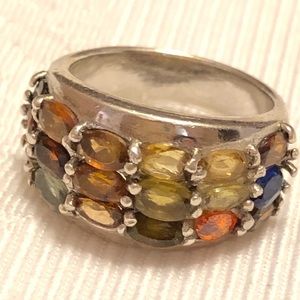 Stunning Brazilian stones sterling silver ring